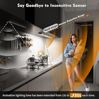 12inch 5Pack Touch Control Under Cabinet Lighting, 160LED Super Bright, 4000mAh Long-Lasting, Magnetic Rechargeable Motion Sensor Under Counter Lights for Kitchen, Closet, Remote, Dimmable, 3CC丨White