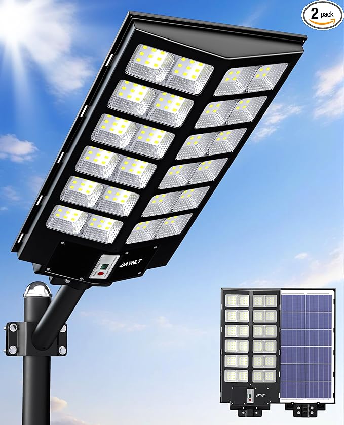 JAYNLT Y-9800W Solar Street Lights Outdoor,6500K Commercial Parking Lot Lights Dusk to Dawn, Waterproof Solar Security Flood Lamps with Motion Sensor and Remote for Yard, Garage, Driveway