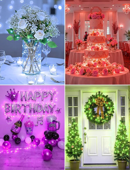 Brightown 14 Pack 6 Color LED Fairy Lights Battery Operated String Lights, 7 ft 20 LED Waterproof Silver Wire Twinkle Lights