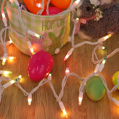 Easter String Lights, 150 Count 33 FT Green Wire Mini Fairy Light, 120V UL Certified Connectable Xmas Tree Incandescent Lights for Garden Patio Holiday Party Outdoor Indoor Decoration, Multicolor