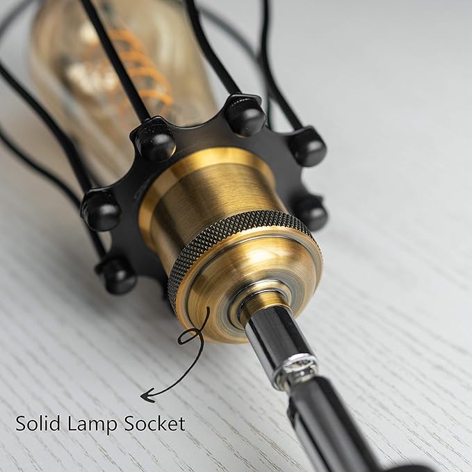 Kiven Vintage Wire Cage Semi Track Lighting Heads Compatible with Single Circuit H Type Track Lighting, Industrial Black Metal Caged Track Rail Light Fixture 3-Pack