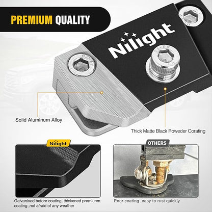 Nilight LED Light Bar Mounting Bracket 2PCS Universal Adjustable Pillar Hood Work Lamp Mount Clamp Holder for Off-Road Truck SUV, Black