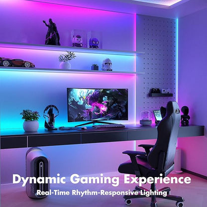 Led Lights for Bedroom 32.8FT Smart IC+RGB, Music Sync Color Changing Strip Lights, 24Key Remote+App Control Light Strip for BedHead,Underbed,Ceiling,Background Wall