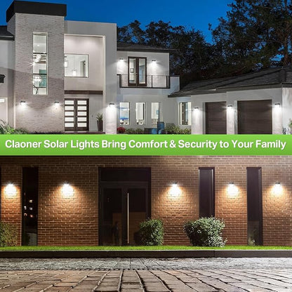 CLAONER Solar Lights Outdoor [𝟏𝟎 𝐏𝐚𝐜𝐤/126 LED], Wireless Motion Sensor Lights, IP65 Waterproof Security Lights 3 Modes, 270° Lighting Angle, Ultra-Bright Wall Lights for Deck Patio Fence Garage
