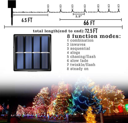 Dazzle Bright 2 Pack Total 400LED 132FT Halloween Solar String Outdoor Lights, 8 Modes Waterproof Halloween Lights for Bedroom Patio Garden Tree Party Yard Decoration (Purple & Orange)