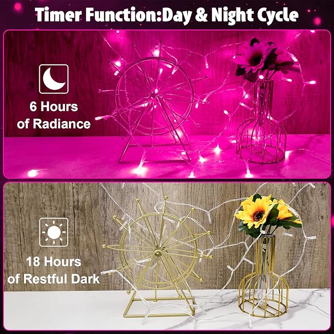 cshare String Lights Outdoor Waterproof 9.8ft 30 LED, Pink Fairy Lights Battery Operated with Timer Clear Wire for Indoor & Outdoor Christmas Valentine's Day Decorations Garland Party2 Packs
