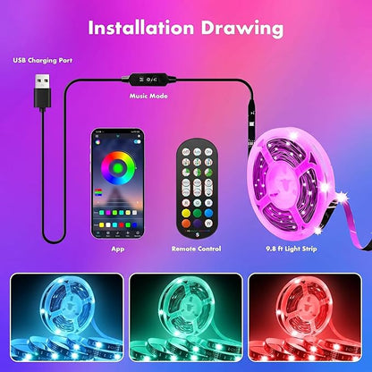 TV LED Backlight, RGB TV Backlight for 32-43 inch TVs,Smart APP Remote Control,Music Sync Color Changing Strip Lights,Led Strip Lights USB Powered for Bedroom,Gaming,Kitchen,Living Room