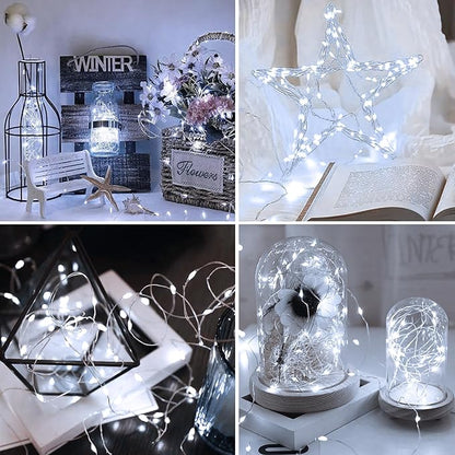 2Pack USB Plug in Fairy String Lights,16ft 50 LED Copper with Remote and Timer, 8 Modes Waterproof Twinkle String Lights Battery Powered for Bedroom Indoor Party Wedding Christmas Decoration