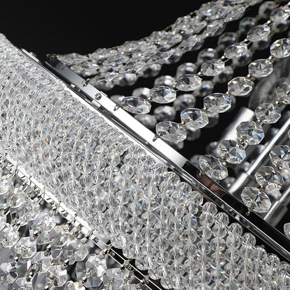 Crystal Chandeliers for Dining Room Light Fixture，Empire Style K9 Crystal Chandeliers for Entryway，18 Lights Chrome Luxury Lighting Fixtures for Living Room Bedroom Foyer Hallway D26 Inch