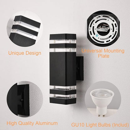 DASTOR Modern Outdoor Wall Light, Black Outdoor Light Fixture Wall Mount, Body in Aluminum Exterior Lights for House, Up and Down Lights Outdoor Sconces Wall Lighting for Porch Patio Garage