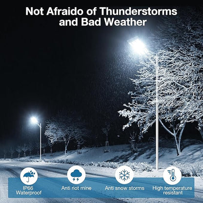 OKPRO 15000W Solar Street Lights Outdoor,Commercial Parking Lot Lights Dusk to Dawn, Waterproof Solar Security Flood Lights with Motion Sensor and Remote for Yard, Highways, Driveway(2 Pack)