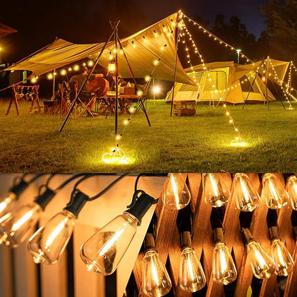 YOSION Solar Powered Warm White LED Outdoor String Light with Remote Control, Shatterproof Light Bulbs for Backyard Garden Patio Pergola Gazebo Bistro Bedroom Christmas Wedding Party (20+2 Bulbs)