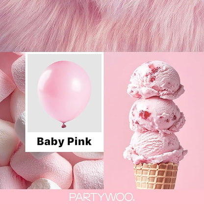 PartyWoo Baby Pink Balloons 145 pcs Different Sizes of 18 12 10 5 Inch Pastel Pale Light Pink Balloons Arch Kit Garland for Baby Shower Gender Reveal Birthday Princess Party Decorations Pink-Q05