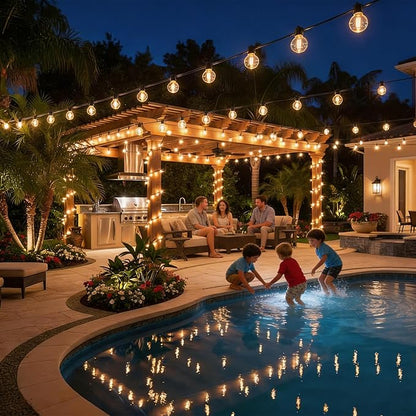 RTTY Outdoor String Lights 150 FT G40 LED Patio Light, Plug-in, 77 Plastic Edison Bulbs, Waterproof Connectable Hanging Globe Light for Cafe Bistro Backyard Porch Balcony Decor, 2700K Warm White