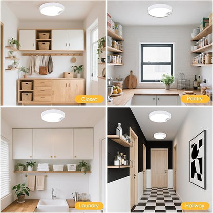DJBoomy Rechargeable Motion Sensor Ceiling Light: Indoor LED Wireless Ceiling Light with Remote - Cordless Motion Activated Ceiling Lamp with Timer for Closet Hallway Bedroom (Rechargeable)