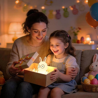 YuanDian Bunny Night Light with 8 Color Lights, Gift for Adults Teens and Babies, Decorate Kids' Bedroom with Cute Silicone Rabbit Nightlights, Animal Lamp Gift for Children and Toddlers