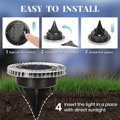 PATIOWIN 20 Pack Small Solar Ground Lights, Pathway Lights Waterproof, Outdoor Solar Light for Garden, Driveway, Walkway, Backyard (Warm White)