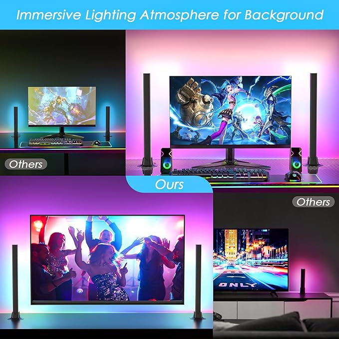 16.5" Smart Light Bar, RGB LED Light Bar for Room, 16 Million Colors Changing, 213 Preset & 8 Scene Modes, Dynamic Music Sync, 3 Control Modes, RGB & IC Ambient Backlight for TV, Gaming Room