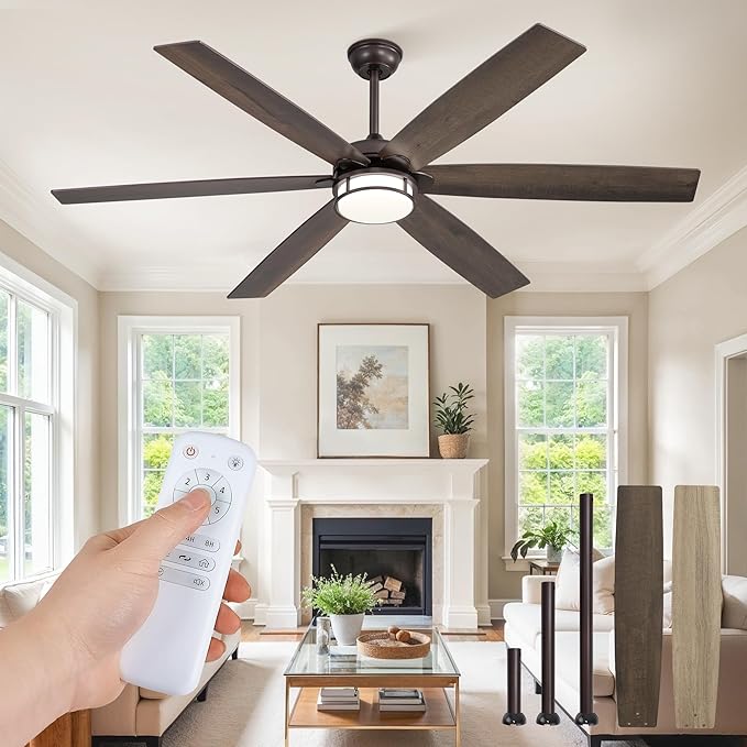 Fanbulous 65 Inch Ceiling Fans with Lights, Farmhouse Large Ceiling Fans with Remote, Oil Bronze Modern Ceiling Fan with LED Light, Quiet DC Motor for Living Room, Bedroom, Kitchen, Indoor