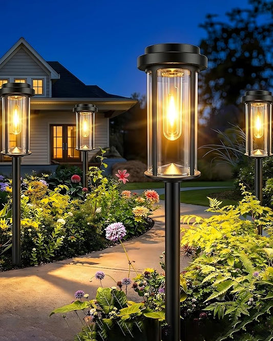 DERAYSION Solar Lights Outdoor Pathway, 8 Pack Large LED Solar Garden Lights, 21-Inch Waterproof Auto Dusk to Dawn Outdoor Solar Lights for Yard, Landscape Path, Driveway, Warm White