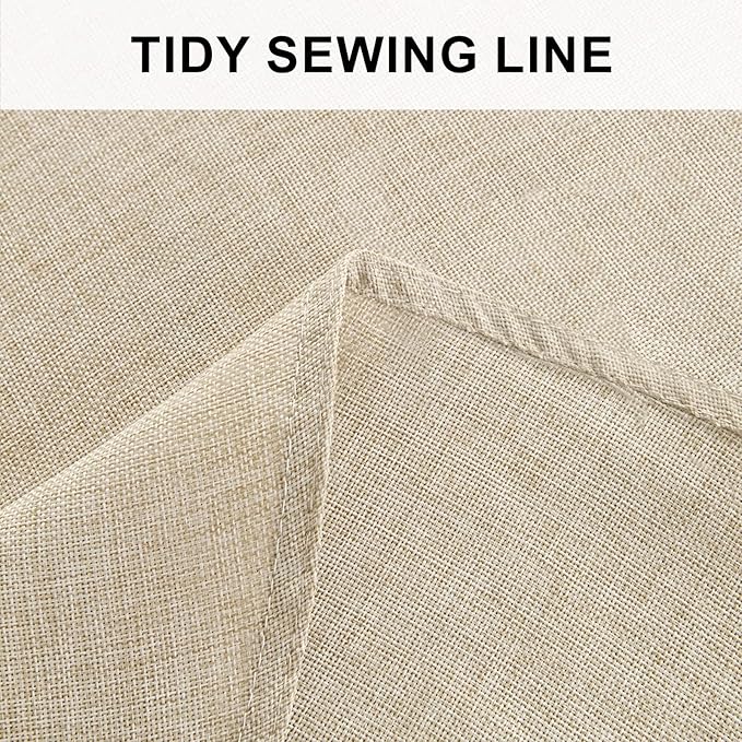 Hiasan Round Linen Tablecloth 70 Inch - Wrinkle and Stain Resistant Washable Polyester Fabric Table Cloth for Dining Room Kitchen Party, Beige
