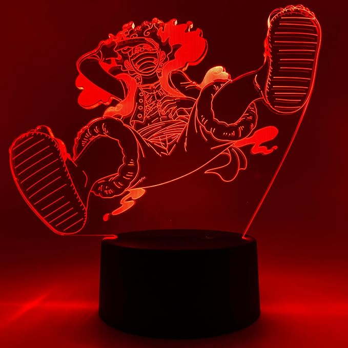 Otaku Lamps Luffy GEAR5 Laughing One Piece – Anime Lamp Figure Night Light, 16 Color RGB LED – 3D Anime Room Décor Gift for Otaku
