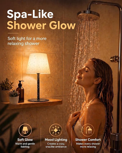 EZVALO Spa-Like Shower Lamp – IP65 Waterproof Bathroom Lamp, Rechargeable Cordless Mood Light, 3 Color Temps for Relaxing Bathroom & Bathtub Experience 1 Pack (Black)