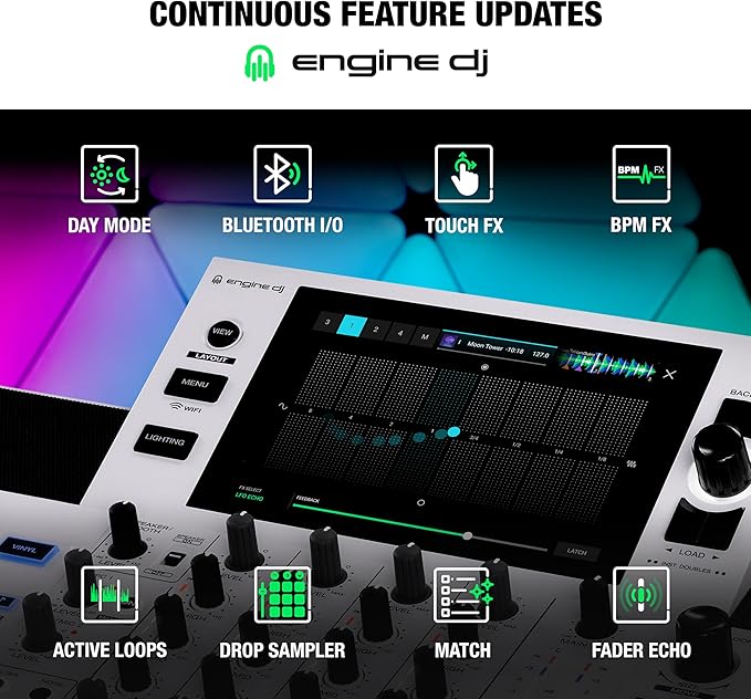 Denon DJ SC Live 4 WHITE DJ Controller and DMX Lighting Controller for Live Music, DJ sets, Events, Music production