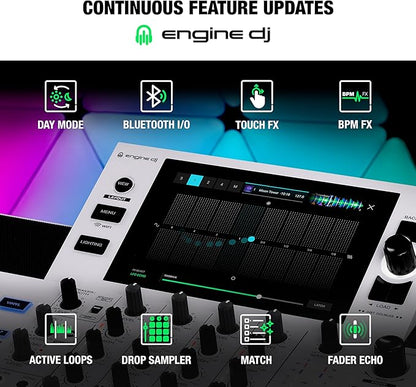 Denon DJ SC Live 4 WHITE DJ Controller and DMX Lighting Controller for Live Music, DJ sets, Events, Music production
