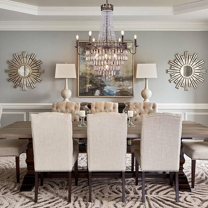 Wellmet French Empire Crystal Chandelier, 13-Light Bronze Luxury Crystal Chandelier, Traditional Court Chandelier For Living Room, Dining Room, Bedroom, Drawing Room, Foyer, Hallway, Restaurant, 33''W