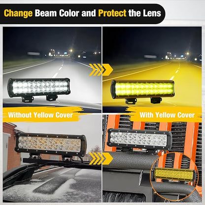 Nilight 12 Inch LED Light Bar Cover 2 PCS Amber Yellow Protective Covers Durable Polycarbonate Lens Waterproof Dustproof Scratch-Proof for Double-Row Lights Off Road Driving Lighting