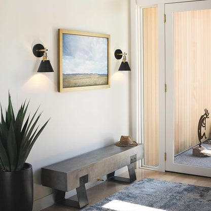 KSANA Black Wall Sconces, Modern Farmhouse Gold Wall Lights for Bedroom, Living Room, Hallway