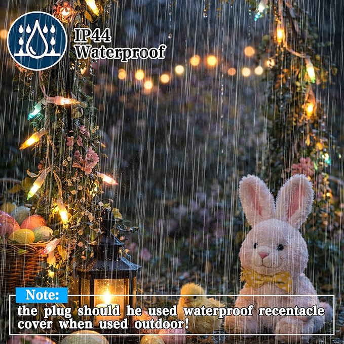 Boltigen Easter Slow Twinkle Lights with White Wire, 100 LED Christmas Pastel String Light, 27FT UL Certified Waterproof Connectable for Indoor Outdoor Christmas Holiday Wedding Garden Decor