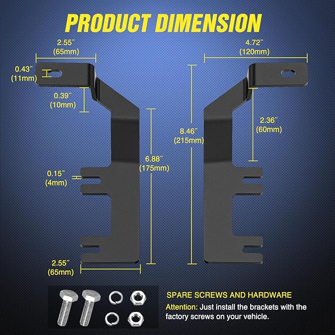 Nilight Ditch Light Brackets Hood Hinges Mount Bracket Kit for Auxiliary Offroad LED Pod Work Lighting on 2015-2022 Chevy Colorado 2015-2021 GMC Canyon