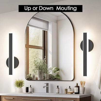 Aipsun Black Wall Sconce Hardwired Modern LED 18W Wall Sconce Set of Two, 15.7Inches Wall Lights for Living Room Bedroom Hallway 5CCT