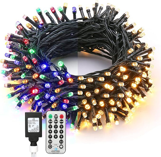 BrizLabs Christmas Tree Lights, 200 LED 65.67ft Color Changing Christmas Lights with Remote, 11 Modes Warm White & Multicolor Xmas Light, Connectable Dimmable Fairy Light for Indoor/Outdoor Home Party
