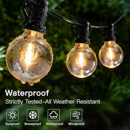 Outdoor String Lights 150FT with Remote Dimmer, G40 Globe LED Patio Lights with 75 Edison Plastic Bulbs(4 Spare), Waterproof Hanging Lights for Backyard Balcony Yard Deck Garden Party