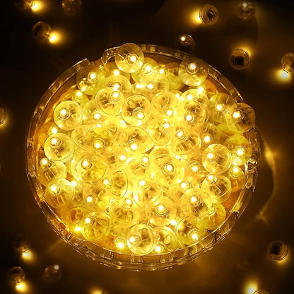 ZGWJ 100PCs Warm White Balloon Lights Mini, Battery Powered, Long Standby Time Waterproof Tiny Led Round Light for Paper Lantern Balloon Party Easter Eggs Wedding Christmas Halloween Decorations