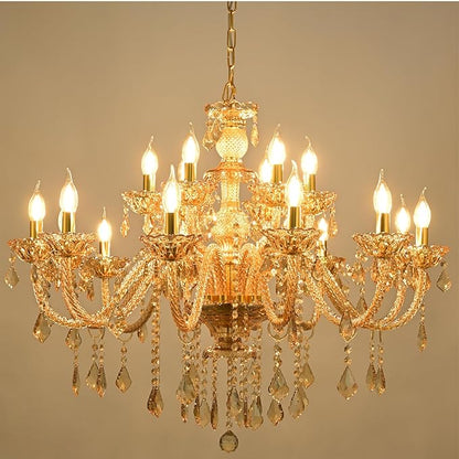 18-Light Crystal Chandeliers Luxurious K9 Crystal Candle Pendant Lamp Ceiling Lighting for Dining Living Room Bedroom Hallway Entry (18 Lights)