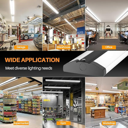 110W 8FT LED Shop Lights, Ultra Slim LED Wraparound Strip Lighting, 12500LM 5000K, 8 Foot Flush Mount Garage Warehouse Office Ceiling Light Fixture, Fluorescent Tube Replacement, 4 Pack
