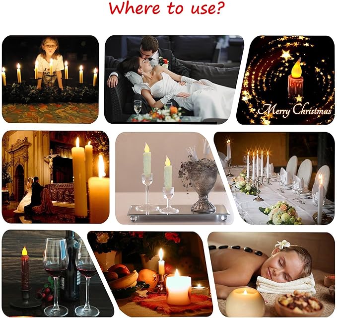 CVHOMEDECO. Real Wax Hand Dipped Battery Operated LED Timer Taper Candles Country Primitive Flameless Lights Décor, 4-3/4 Inch, Ivory, 2 PCS in a Package