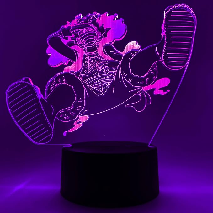 Otaku Lamps Luffy GEAR5 Laughing One Piece – Anime Lamp Figure Night Light, 16 Color RGB LED – 3D Anime Room Décor Gift for Otaku
