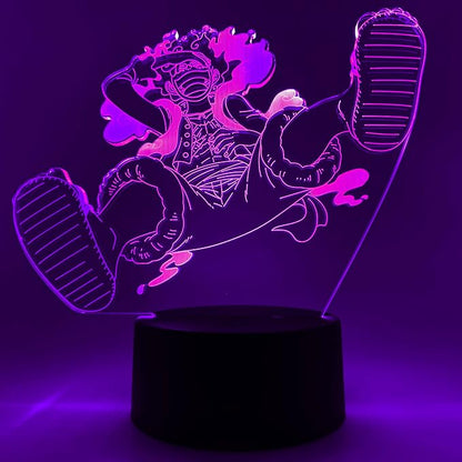 Otaku Lamps Luffy GEAR5 Laughing One Piece – Anime Lamp Figure Night Light, 16 Color RGB LED – 3D Anime Room Décor Gift for Otaku