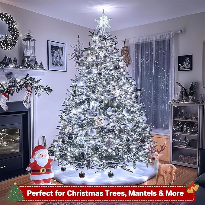 33FT Christmas Decorative Mini Lights, 100 LED Green Wire Fairy Starry String Lights Plug in, Timer & Memory & 8 Modes, for Indoor Outdoor Xmas Tree Wedding Party Decoration, Cool White