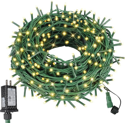 ASENEK 99FT 300 LED Christmas String Lights End-to-End Plug 8 Modes Indoor Lights with Timer, Outdoor Indoor Fairy Lights Christmas Tree Patio Garden Holiday Warm White