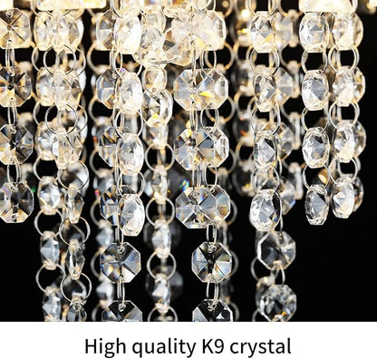 Modern 3 Light Crystal Chandelier,Silver Raindrop Crystal Ceiling Light,Small Flush Mount Ceiling Light Fixture for Hallway, Bedroom, Bathroom, Closet