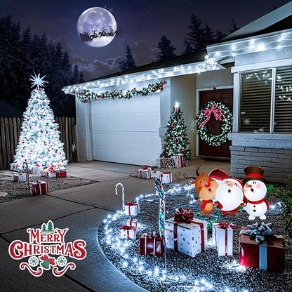 JMEXSUSS 150 LED White Christmas Lights Indoor Outdoor Waterproof, 59 Ft Connectable White String Lights Plug in, 8 Modes Twinkle Fairy Light for Bedroom Room Party Christmas Tree Decor (Pack of 2)