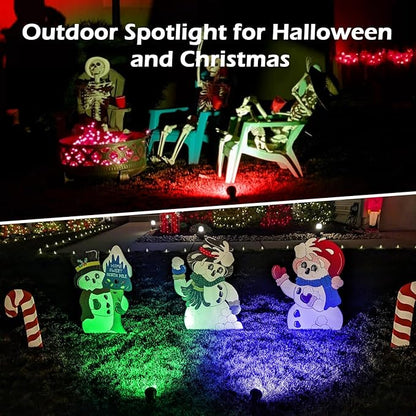 Spotlight Outdoor – 120V Plug-in, 2700K Warm White LED Landscape Spot Lights with RGB 3 Lenses for Yard, Garden, Lawn&Tree Decor, IP67 Waterproof, Perfect for Holidays&Everyday (4 Pack, Green)