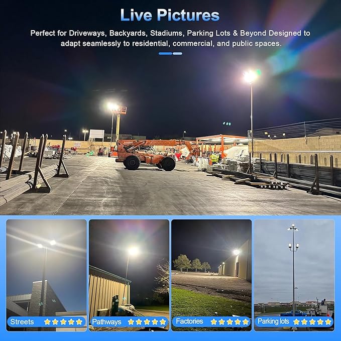 LED Parking Lot Light 320W UL Listed 44800LM LED Shoebox Parking Lot Lights with Arm Mount 100-277V Commercial Area Lighting 5000K IP65 Waterproof