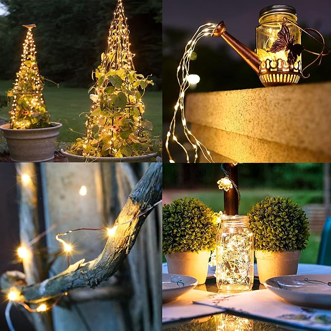 TW SHINE Warm White Solar String Lights Outdoor, Total 160 FT 480 LED Solar Powered Waterproof Fairy Lights 8 Modes Copper Wire Lights for Christmas Party Tree Wedding Yard Decorations, 4 Pack